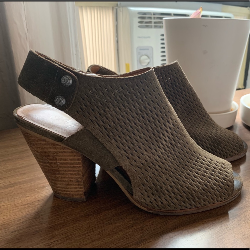 Olive green suede shoes